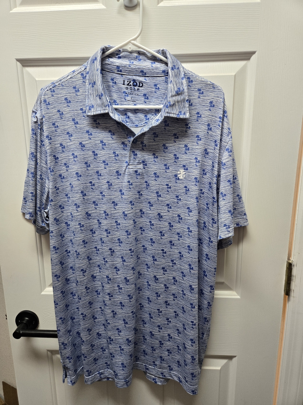 Izod Light Blue Polo with Navy Micro Print